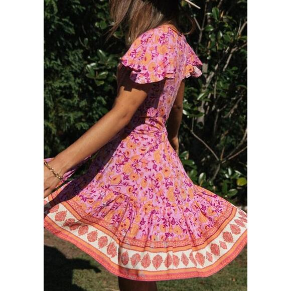 NWT: ZESICA Women's Summer Wrap V Neck Bohemian Floral Print (M) - Picture 4 of 10